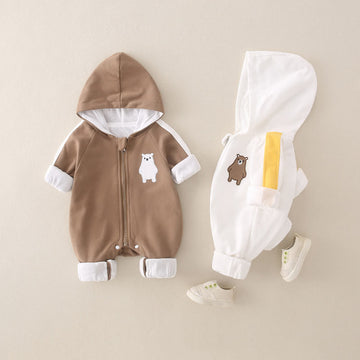 Baby Boy Bear Hooded Romper