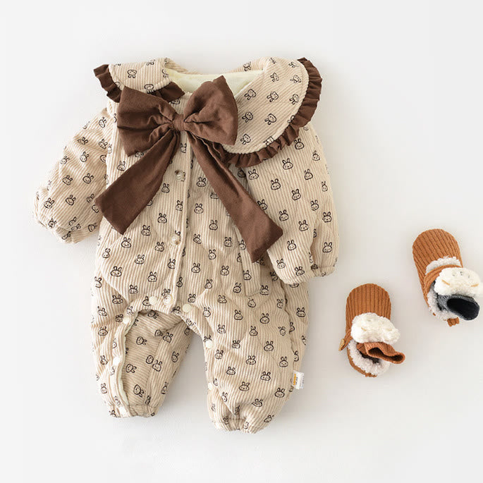 Baby Bunny Bow Quilted Lapels Romper