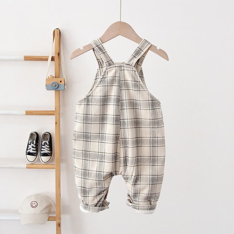 Baby Plaid Fleece Lined Overalls