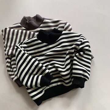 Toddler Mock Neck Striped Fleece Lined Sweatshirt