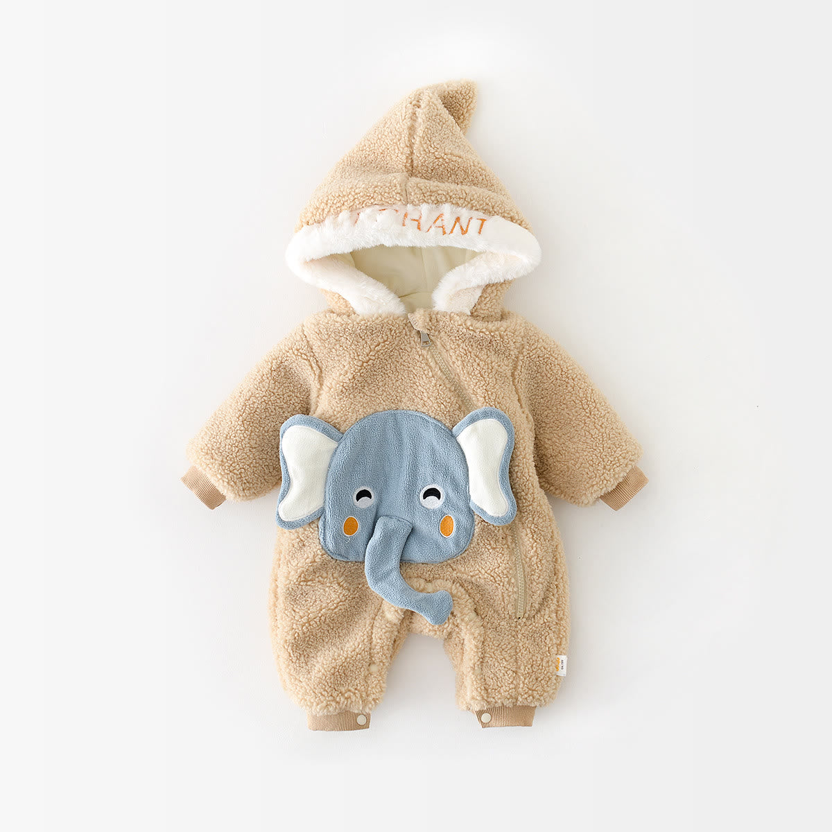 ELEPHANT Baby Fleece Hooded Romper