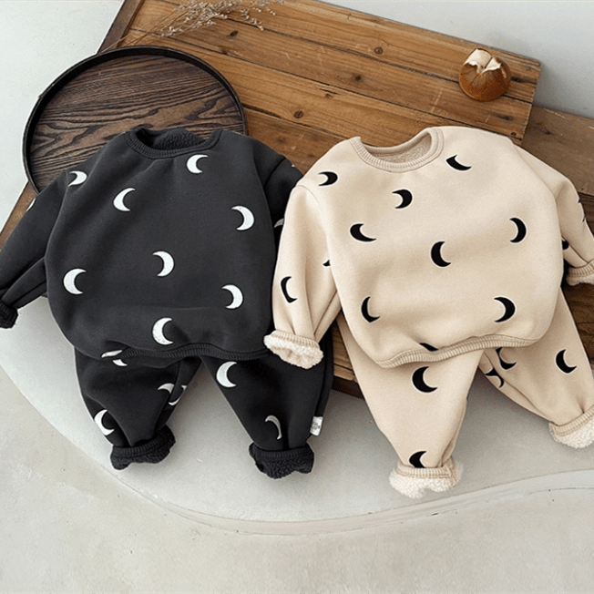 Baby Fleece Lined Moon Warm 2 Pieces Set