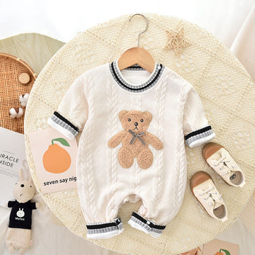 Baby Lovely Bow Bear Knitted Romper