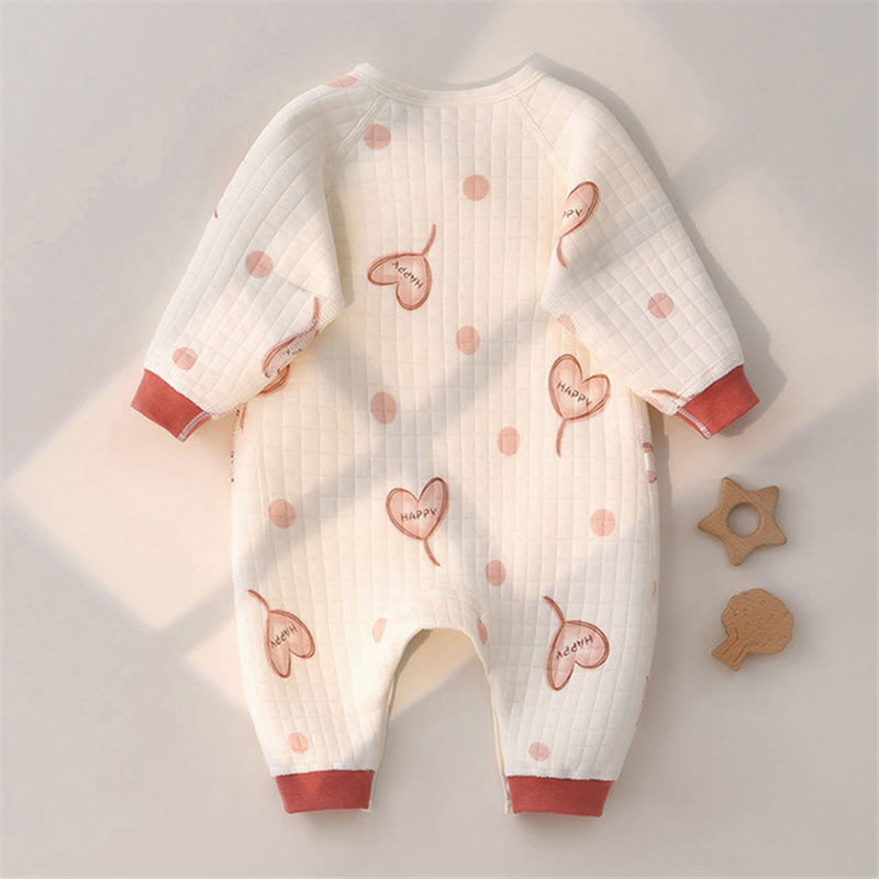 HAPPY Newborn Baby Heart Dots Kimono Romper