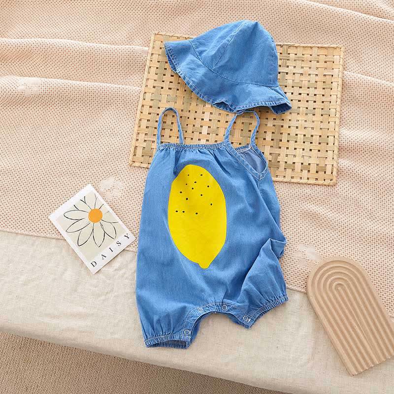 Baby Fruit Strap Overalls with Hat