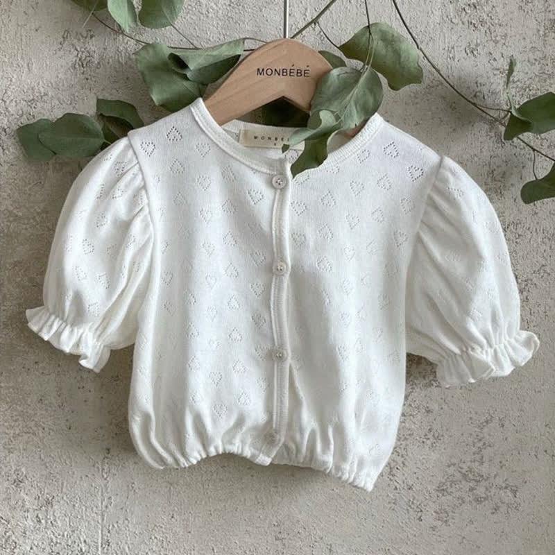 Baby Hollow Out Puff Sleeve Shirt