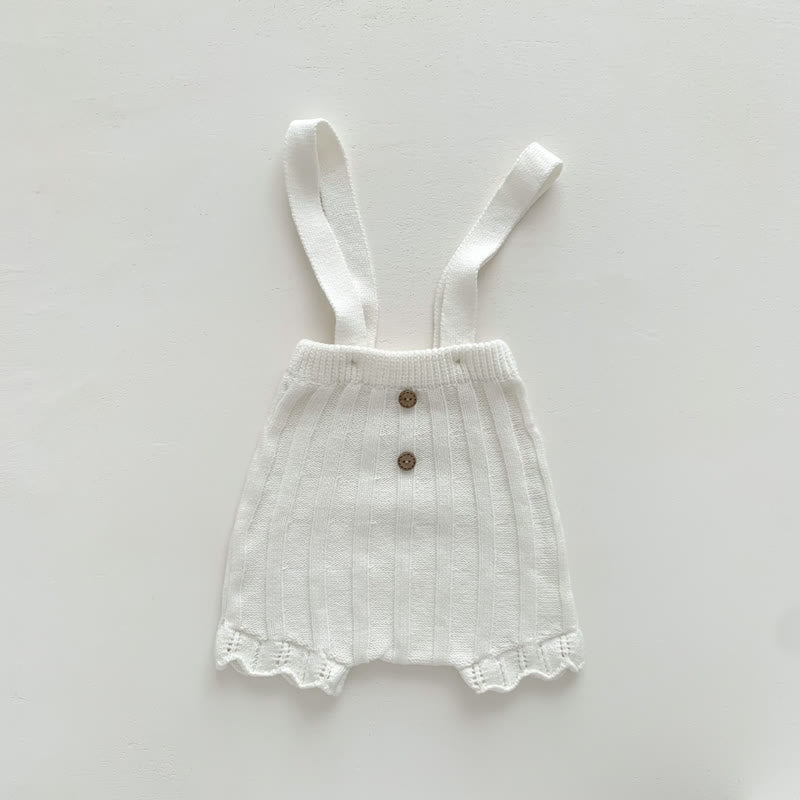 Baby Solid Color Knitted Suspender Shorts