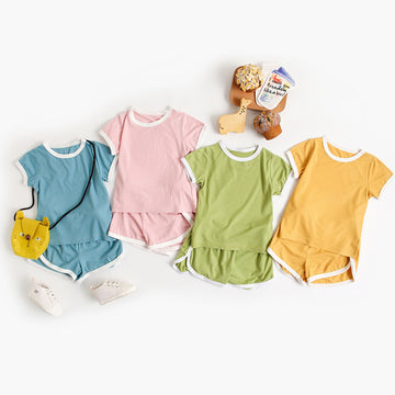 Baby Candy Color Ribbed T-shirt & Shorts Set