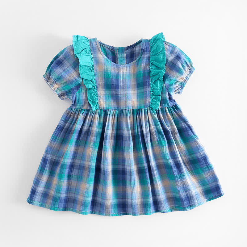 Toddler Girl Plaid Ruffled Collar Dress