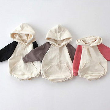 Baby Contrast Sleeve Hooded Bodysuit