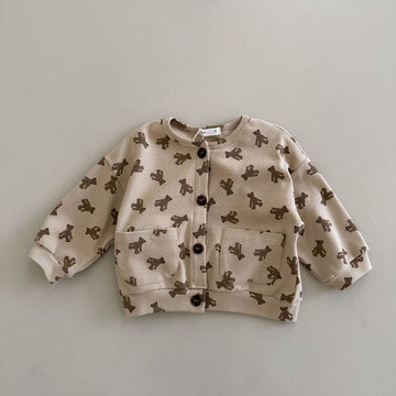 Toddler Lovely Cartoon Bear Button Cardigan