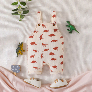 Baby Dinosaur Strap Romper in Apricot