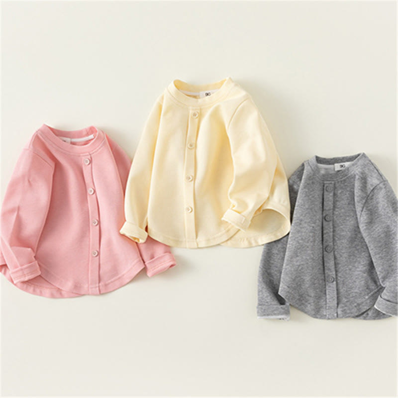 Toddler Solid Color Button Sweatshirt