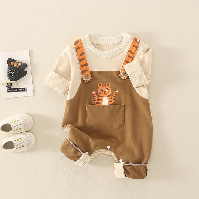 Baby Tiger Fake 2 Pieces Romper