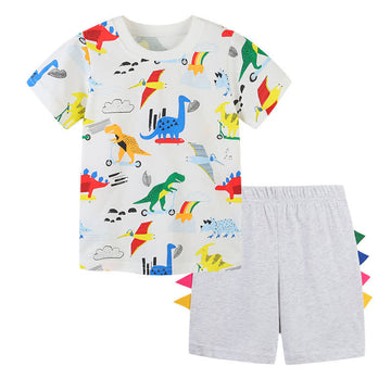 Toddler Boy Rainbow Dinosaur Tee and Shorts Set