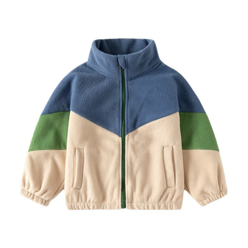 Toddler Color Block Fleece Zipper Coat