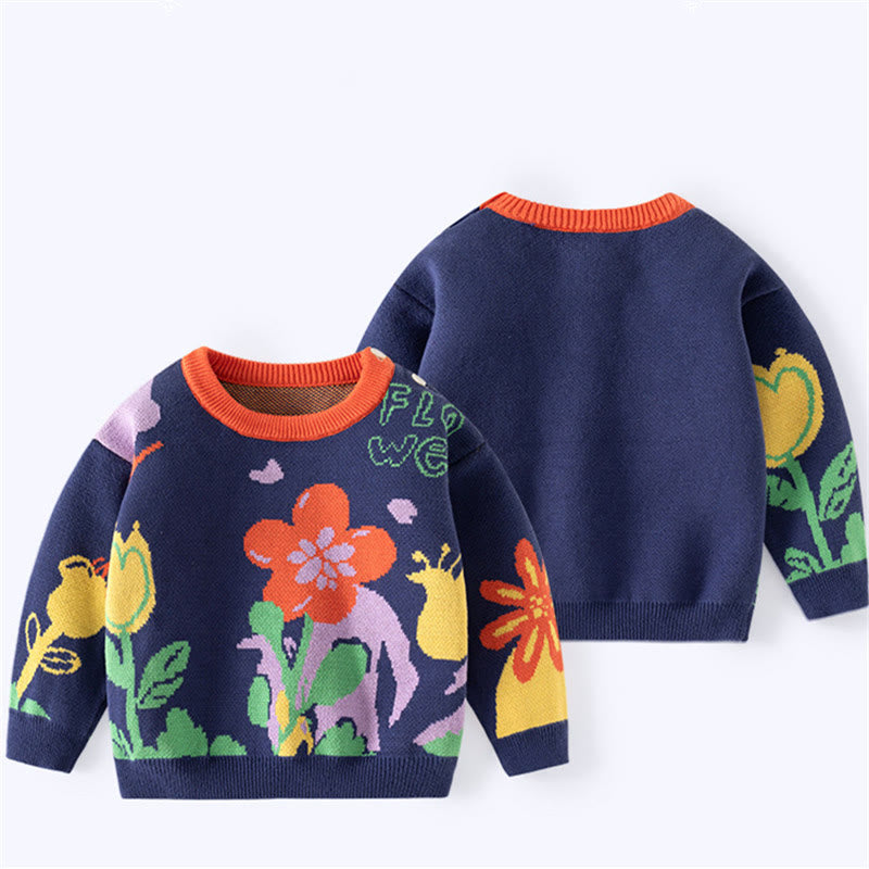 FLOWER Toddler Multicolor Slogan Knitted Sweater