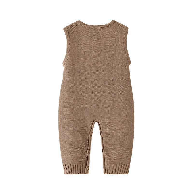 Baby Plaid Knitted Strap Romper