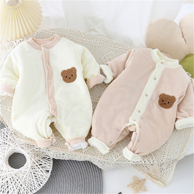 Baby Fleece Bear Quilted Romper