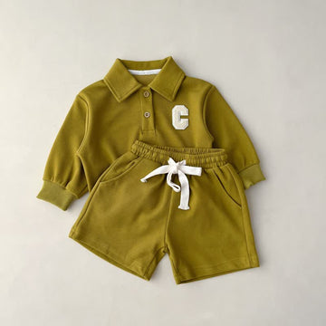 C Toddler Polo Collar Pullover and Shorts Set