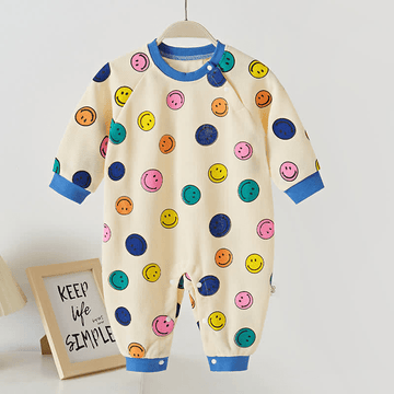 Baby Smiley Crew Neck Pajamas Romper