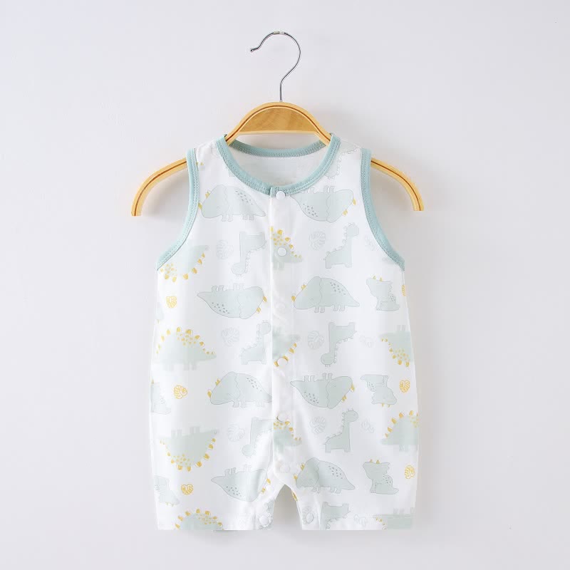 Baby Dinosaurs Seamless Crew Neck Casual Romper