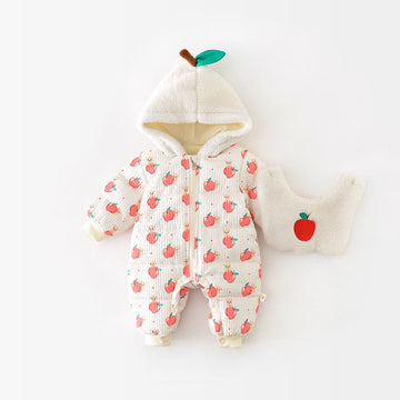 Baby Apple Quilted Hooded Romper