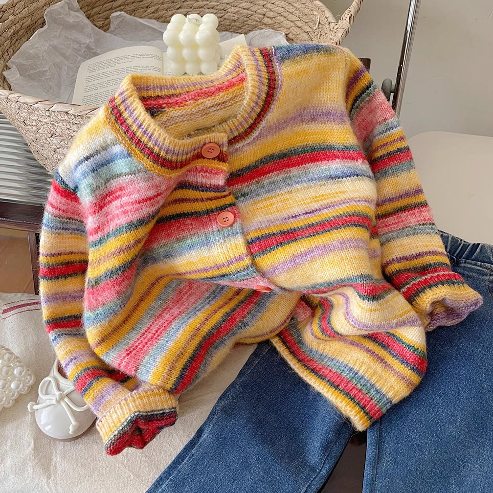 Toddler Girl Rainbow Soft Cardigan