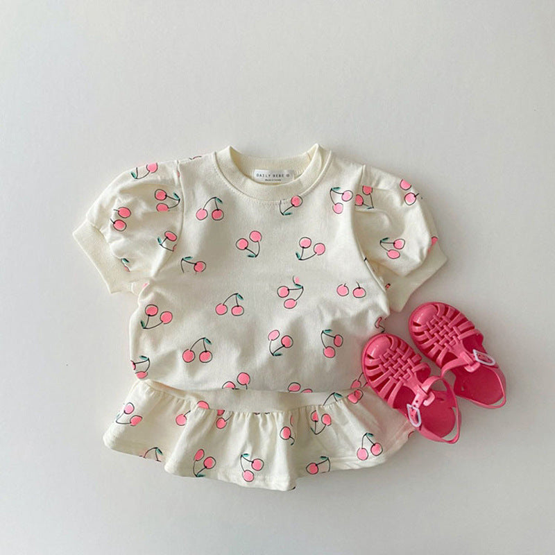 Baby Cherry Skirt Set