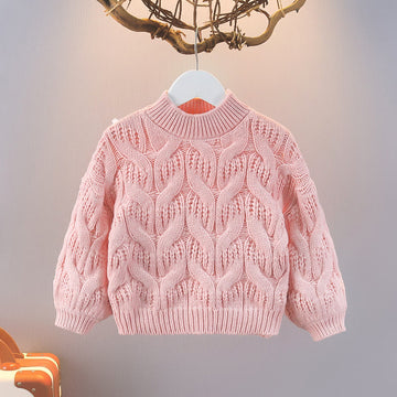 Toddler Girl Solid Color Knitted Loose Sweater