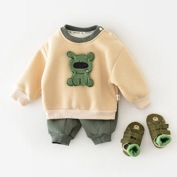 Baby Fleece Green Dog Sweatsuit 2 Pieces Set