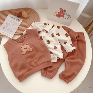 Baby Bear Shirt Tank Top Pants Set