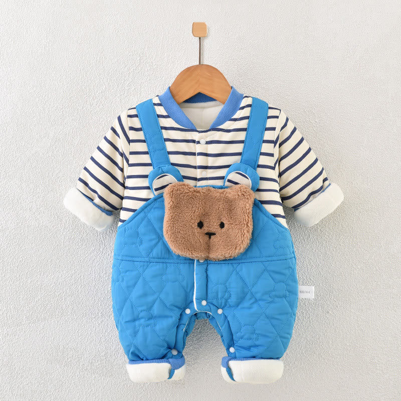 Baby Quilted Fake 2 Pcs Bear Romper