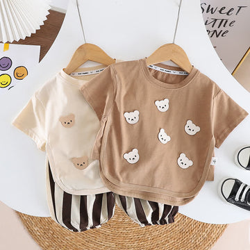 Baby Toddler Bear Tee and Striped Shorts Set