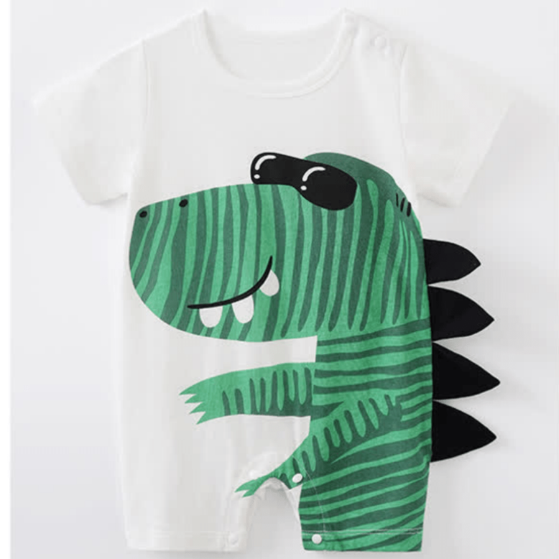 Baby Striped Dino Newborn Romper