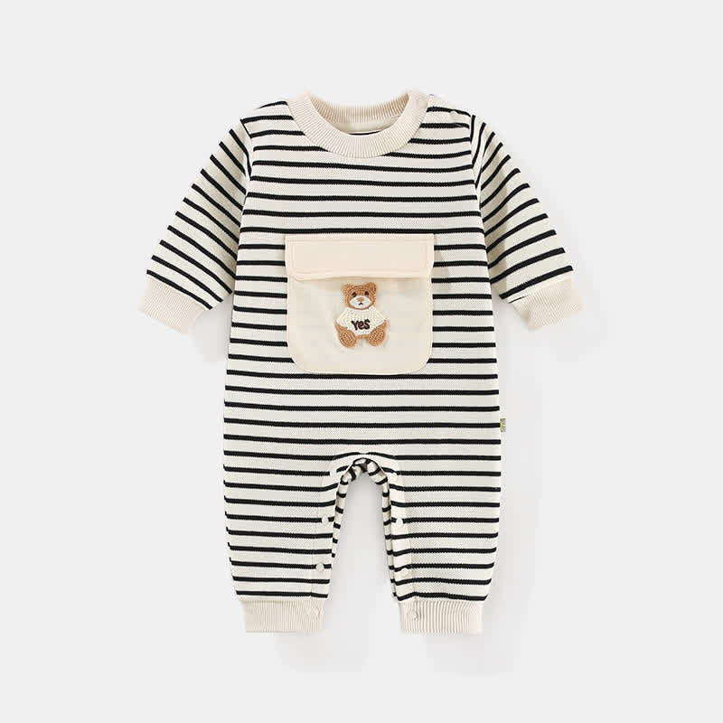 YES Baby Bear Striped Newborn Romper