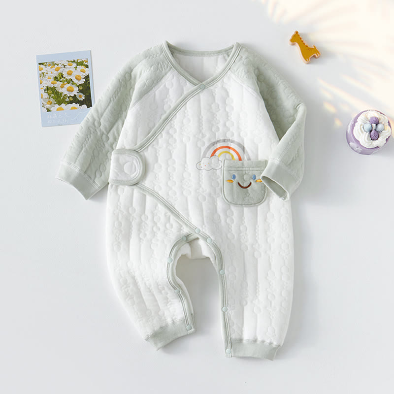 Baby Animal Smile Rainbow Kimono Romper