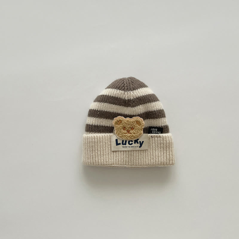 Baby Animal Striped Side Beanie