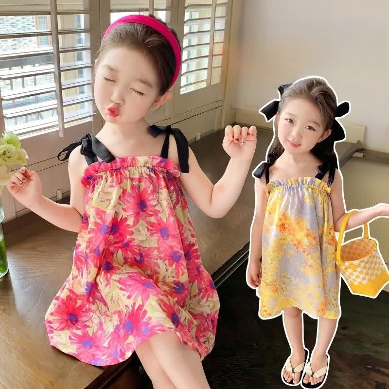 Toddler Girl Flower Camisole Loose Dress