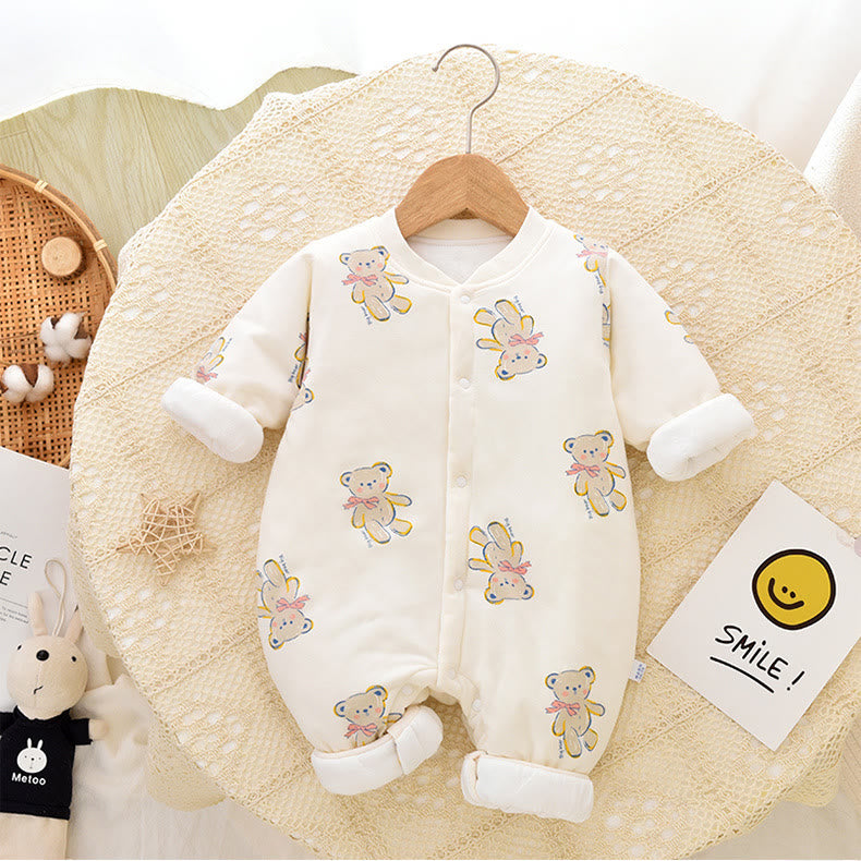 Baby Bow Bear Fleece Lined Romper