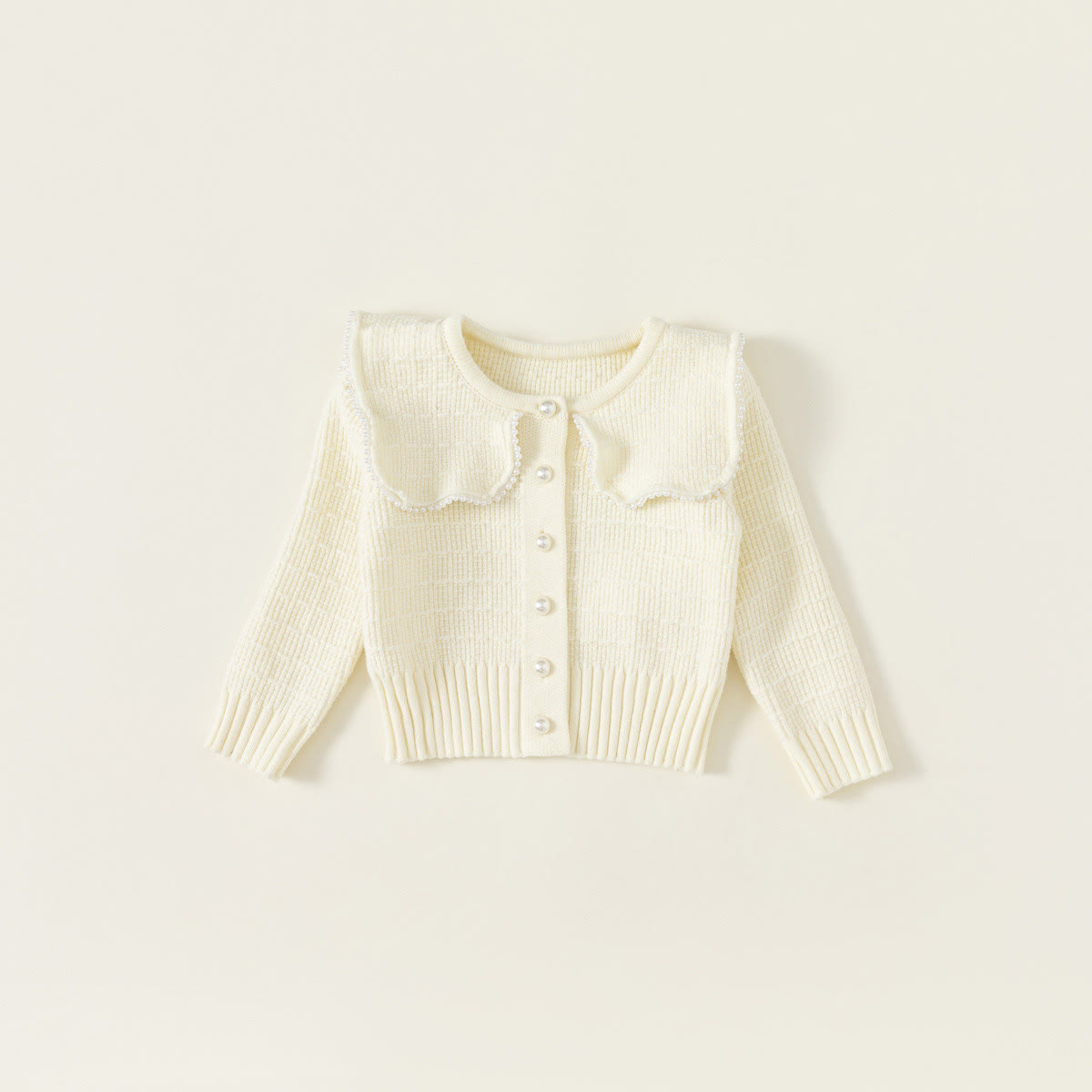 Toddler Collar Pearl Button Knitted Cardigan