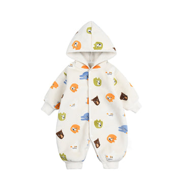 Baby Animal Cute Hooded Beige Romper