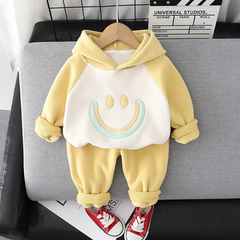 Toddler Smile Fleece Hooded Sweatsuit 2 Pieces Set