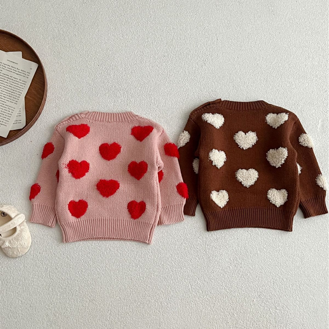 Baby Knitted 3D Heart Jacquard Sweater