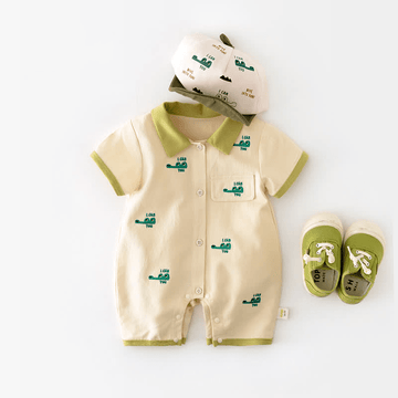 I CAN SEE U Baby Crocodile Lapel Romper