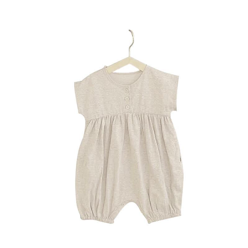 Baby Solid Color Linen Loose Romper