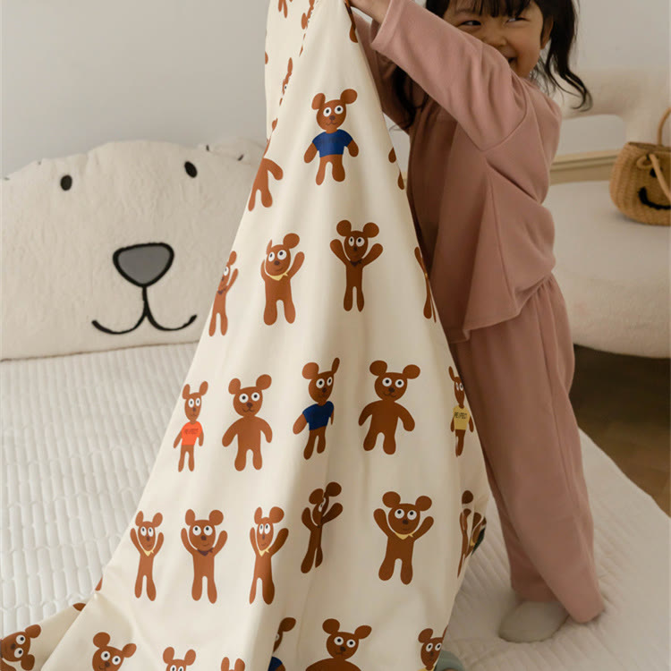 Baby Toddler Gingerbread Bear Beige Cotton Quilt