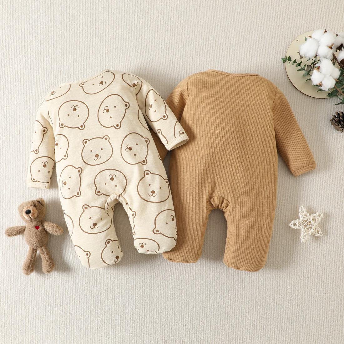 2-Pack Baby Animal Solid Color Lovely Romper