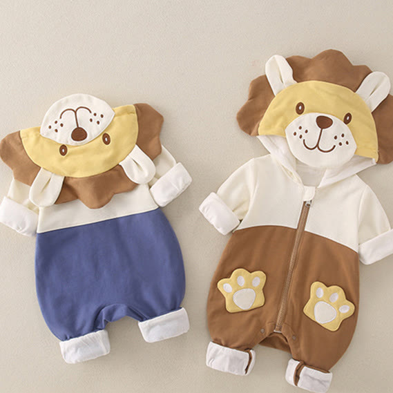 Baby Cartoon 3D Lion Hooded Lovely Romper