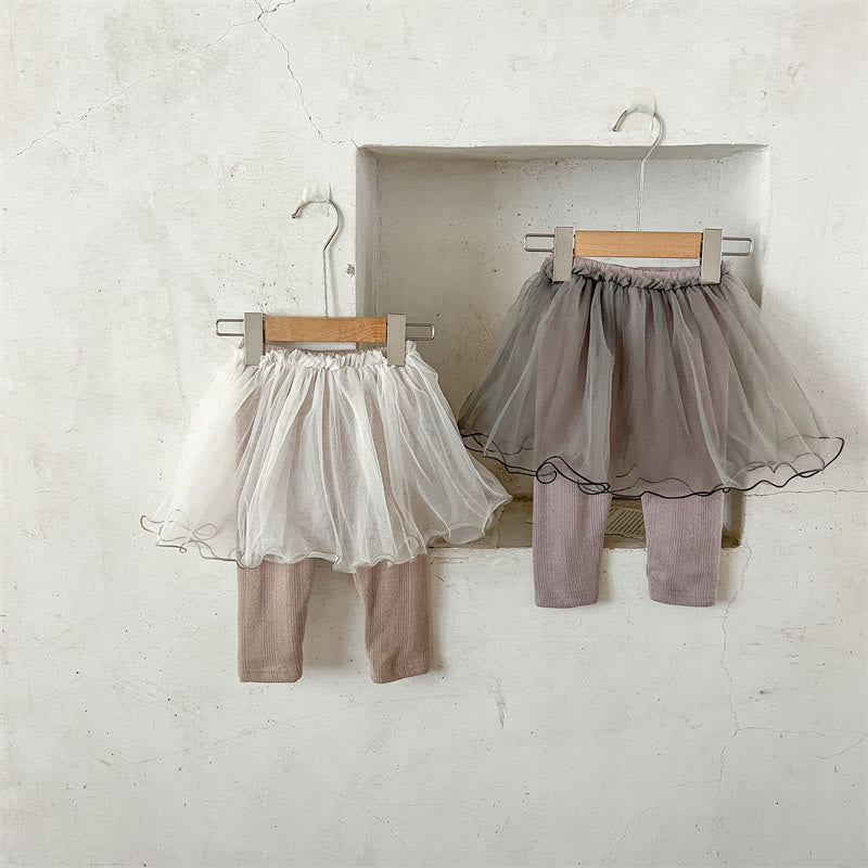 Baby Girl Fleece Lined Tulle Skirted Leggings